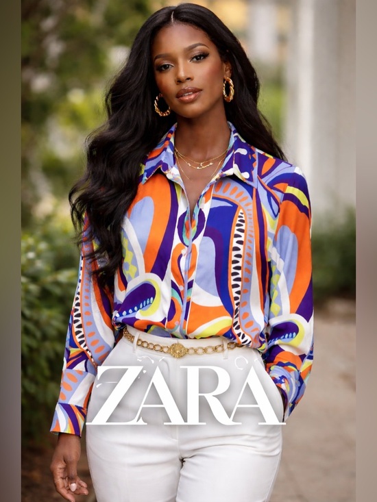 Zara Tops - ZARA, Vibrant Long Sleeve, Multicolored Abstract Geometric Blouse, Size XSmall
